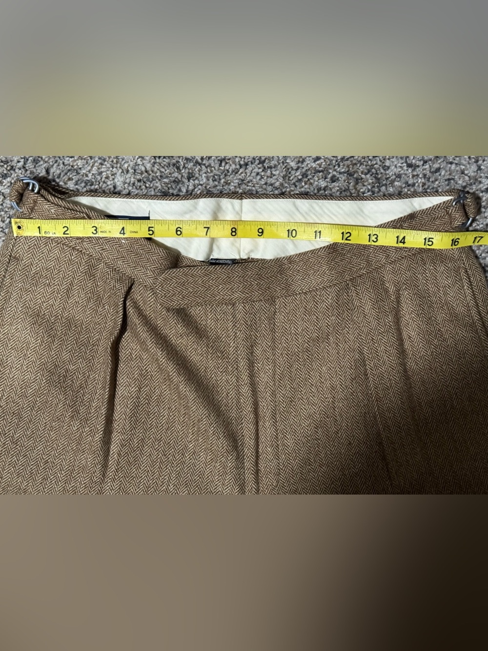 Polo Ralph Lauren Wool Blend Herringbone Pleated Cuff Classic Dress Pants  34x31 - Picture 12 of 16